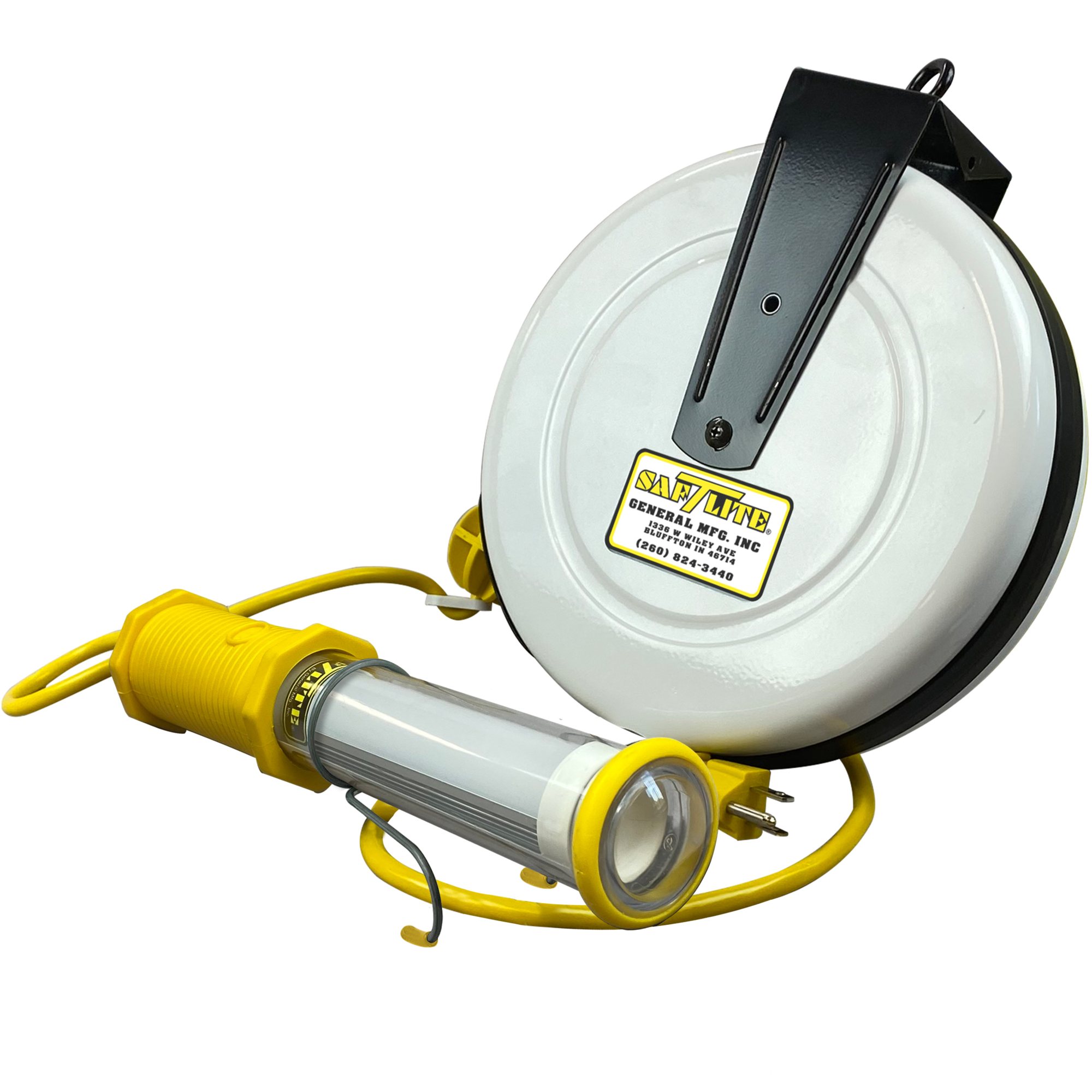 SafTLite by General Manufacturing Inc.: Stubby II LED Worklight - 1000 Lumens, Clear Lens, 40ft. Auto Reel, Model# 36133500